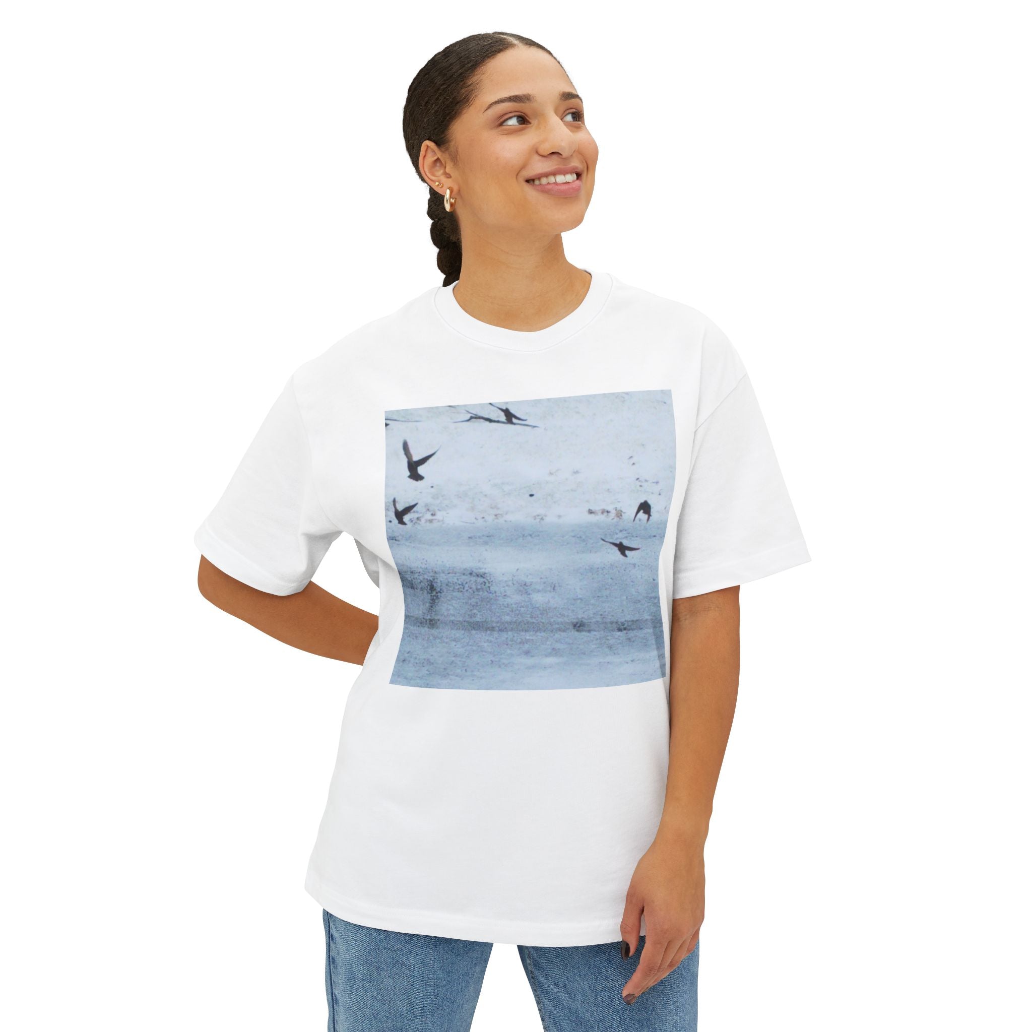 'Birds' Unisex Oversized Boxy Tee