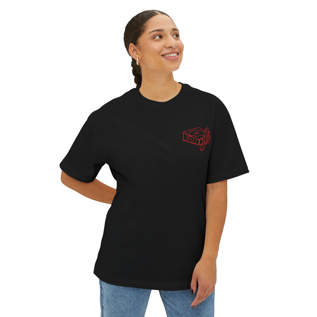 'Dislocation Records - Red' Unisex Oversized Boxy Tee