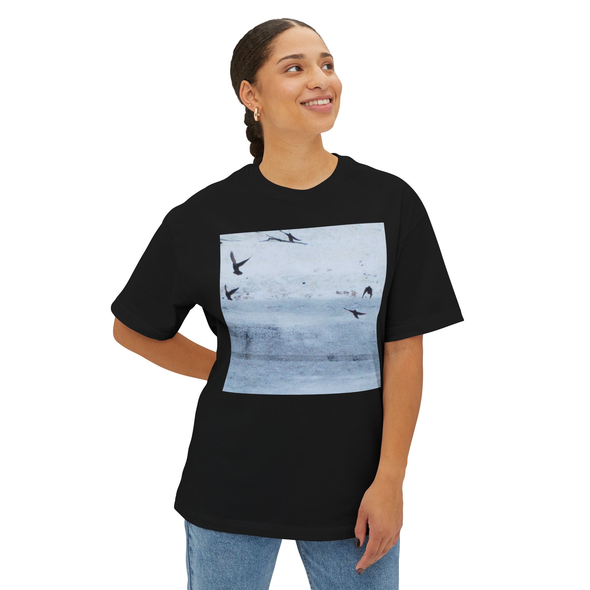 'Birds' Unisex Oversized Boxy Tee