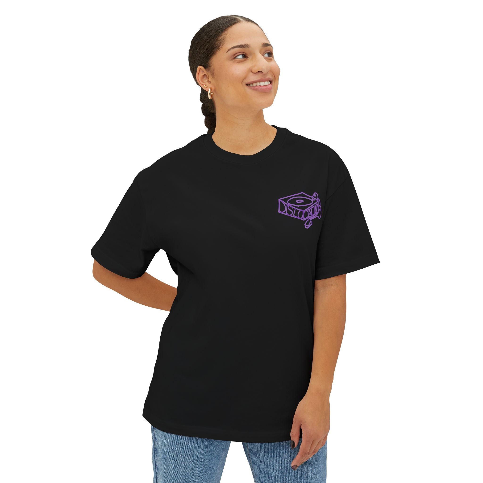 'Dislocation Records - Purple' Unisex Oversized Boxy Tee
